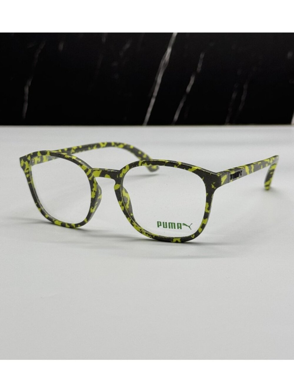 Puma PU0080O 004 Yellow Gray Round Kids Eyeglasses NEW